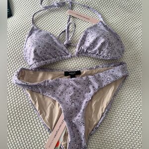 Aqua at Bloomingdale’s Purple Paisley Bikini